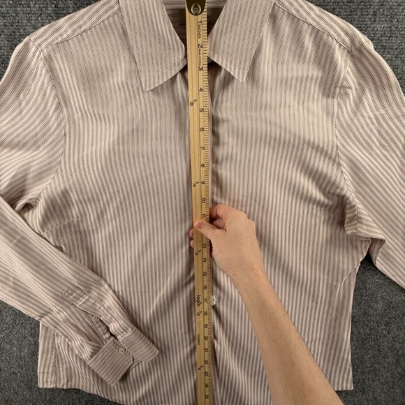 Faconnable Long Sleeve Button Up Shirt Women Pink Striped Large Cotton Adult - Picture 2 of 16